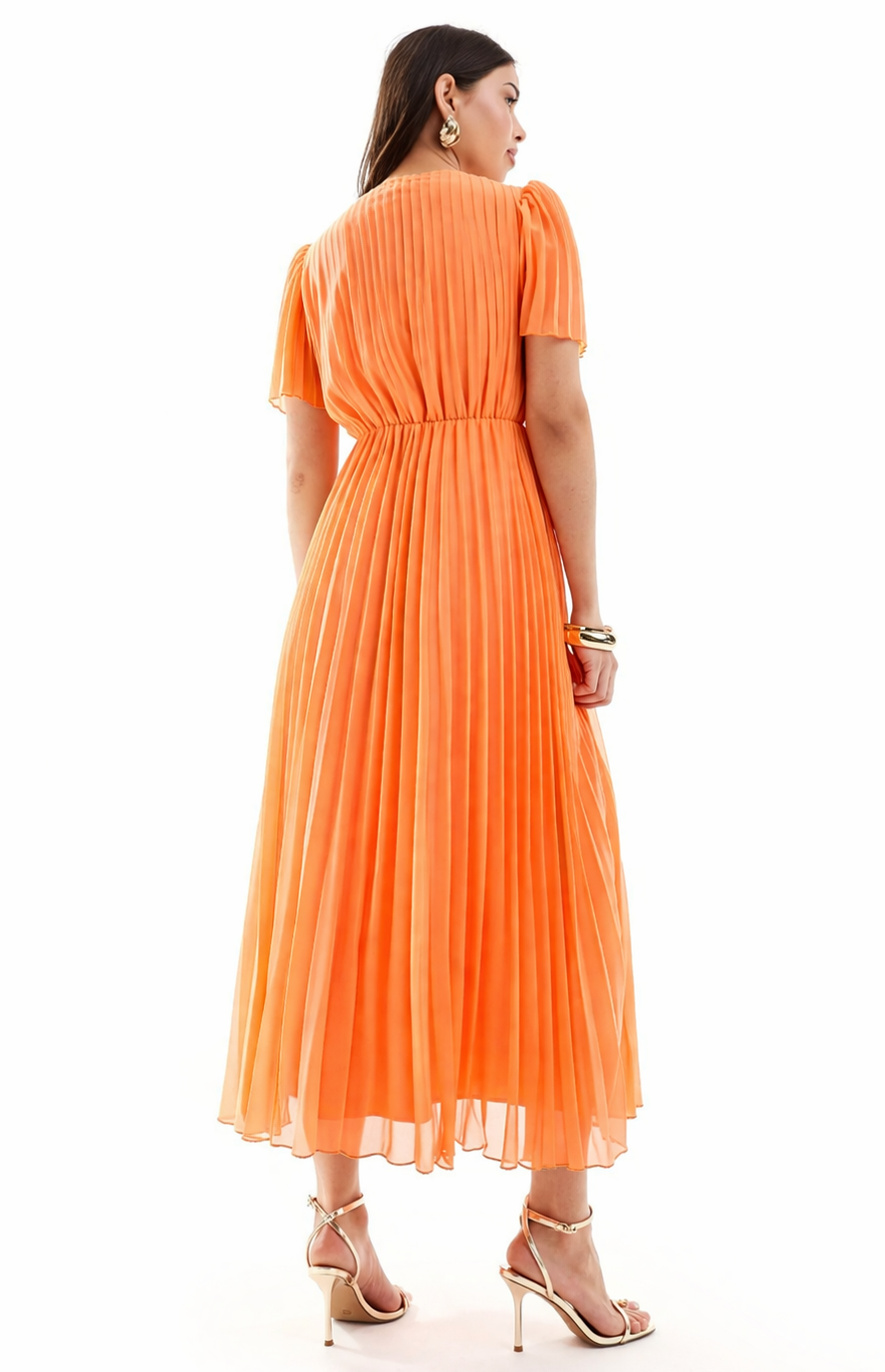 Asos - Robe longue plissée corail