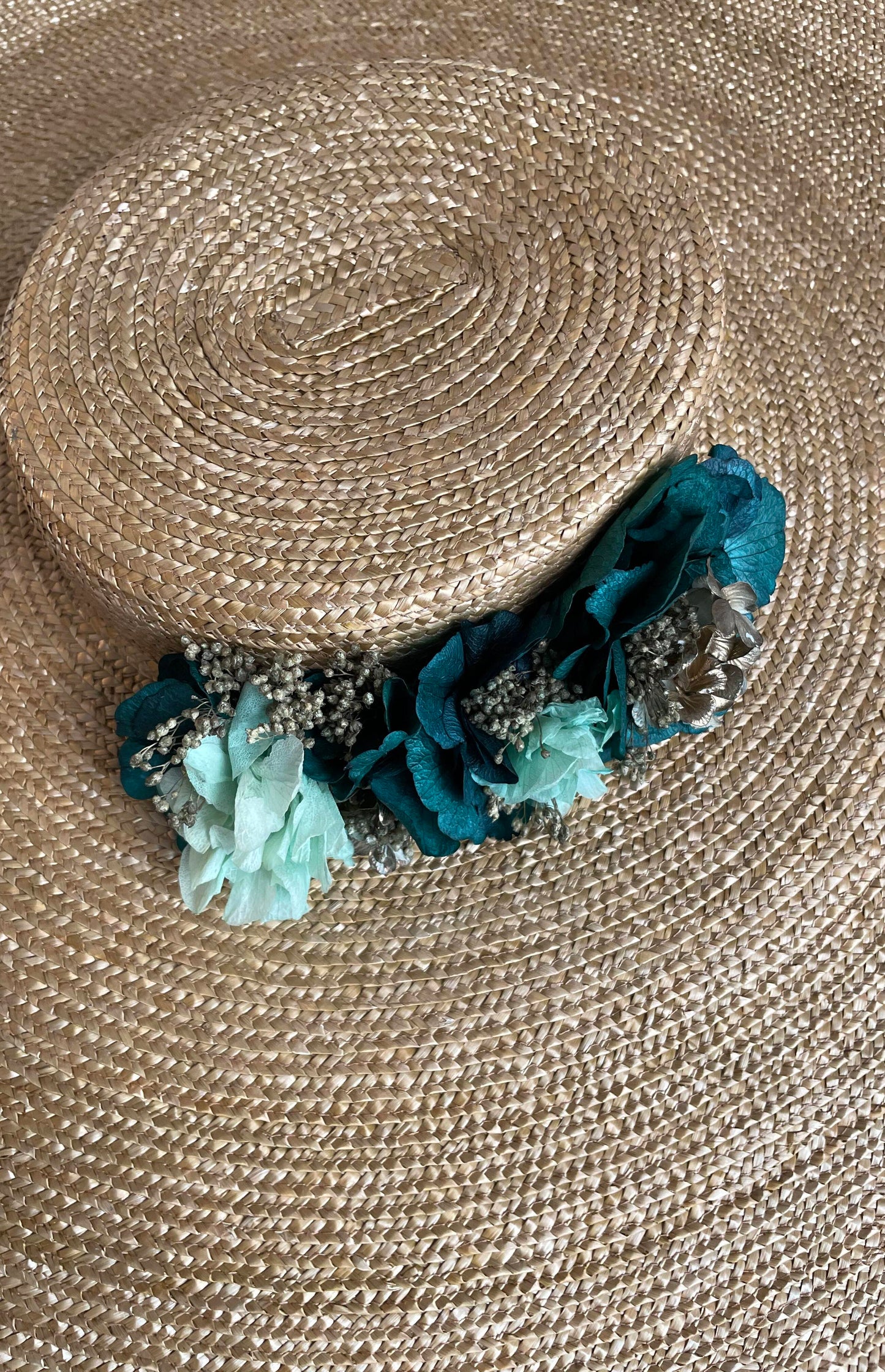 Les Petites Mésanges - Grande capeline fleurs bleues