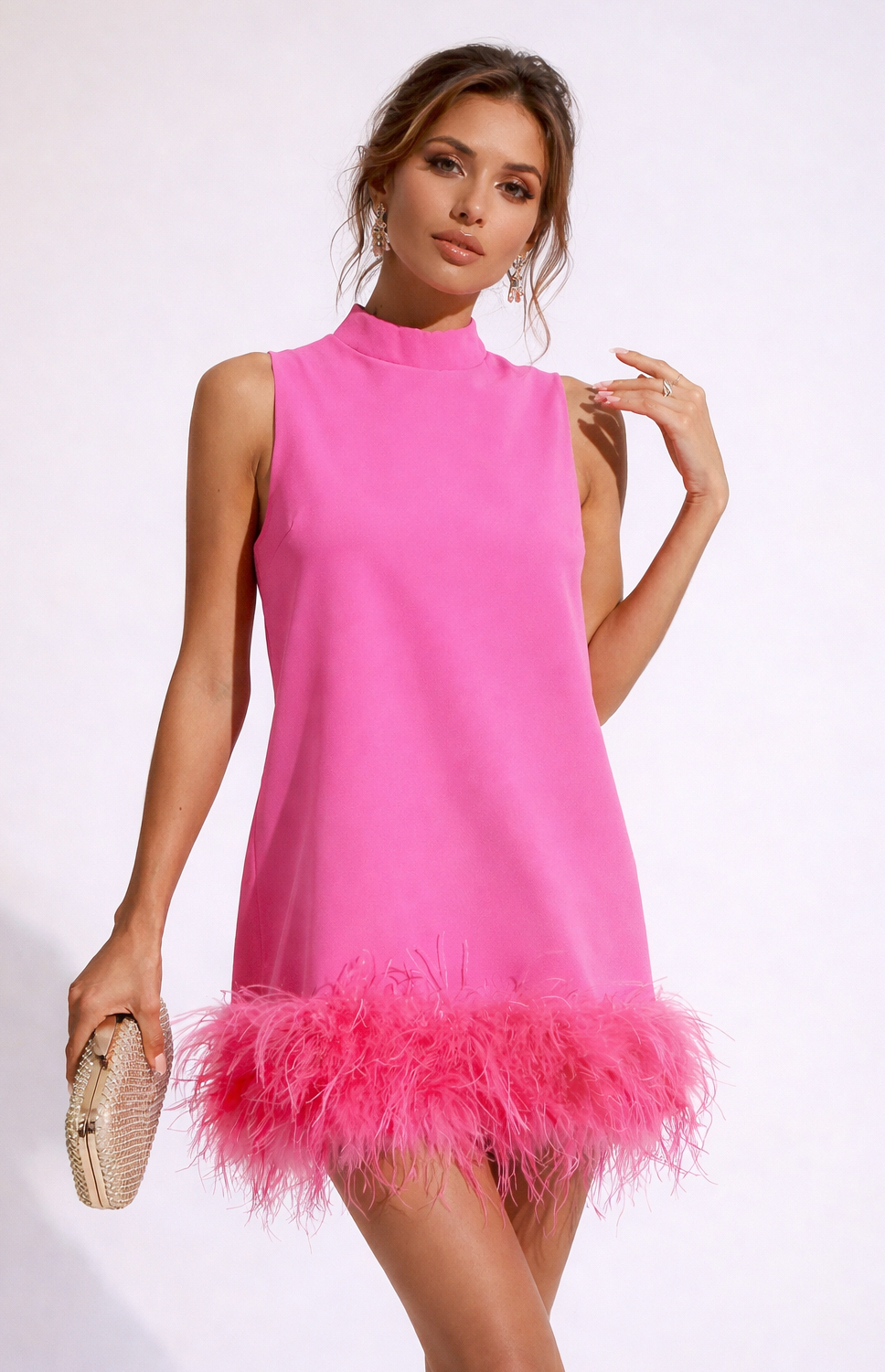 Catchall - Robe rose plumes