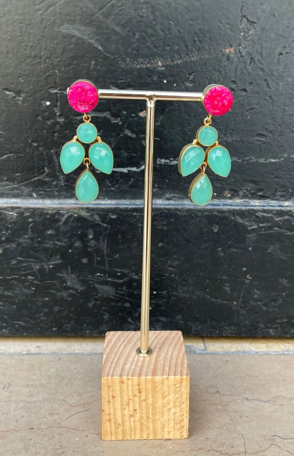 Coosy - Boucles d'oreilles sauge & fuchsia