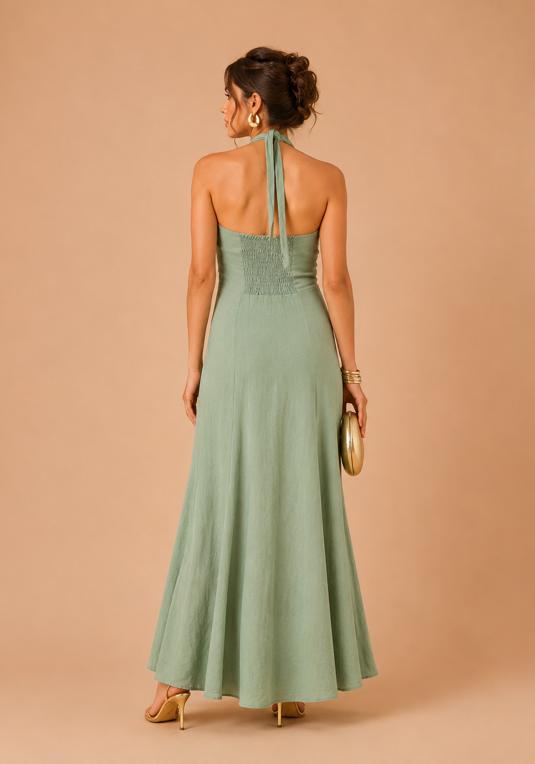 Robe longue sauge fluide