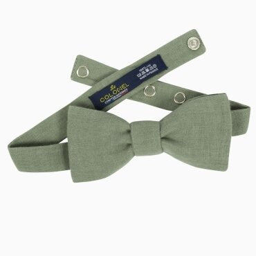 Le Colonel - Noeud papillon lin vert argile