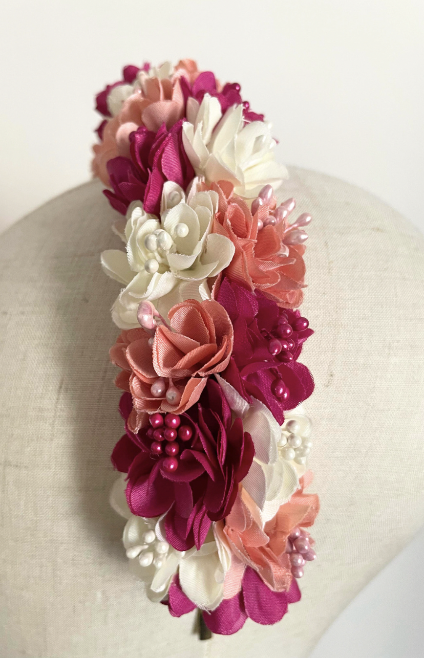 Serre-tête fleuri roses