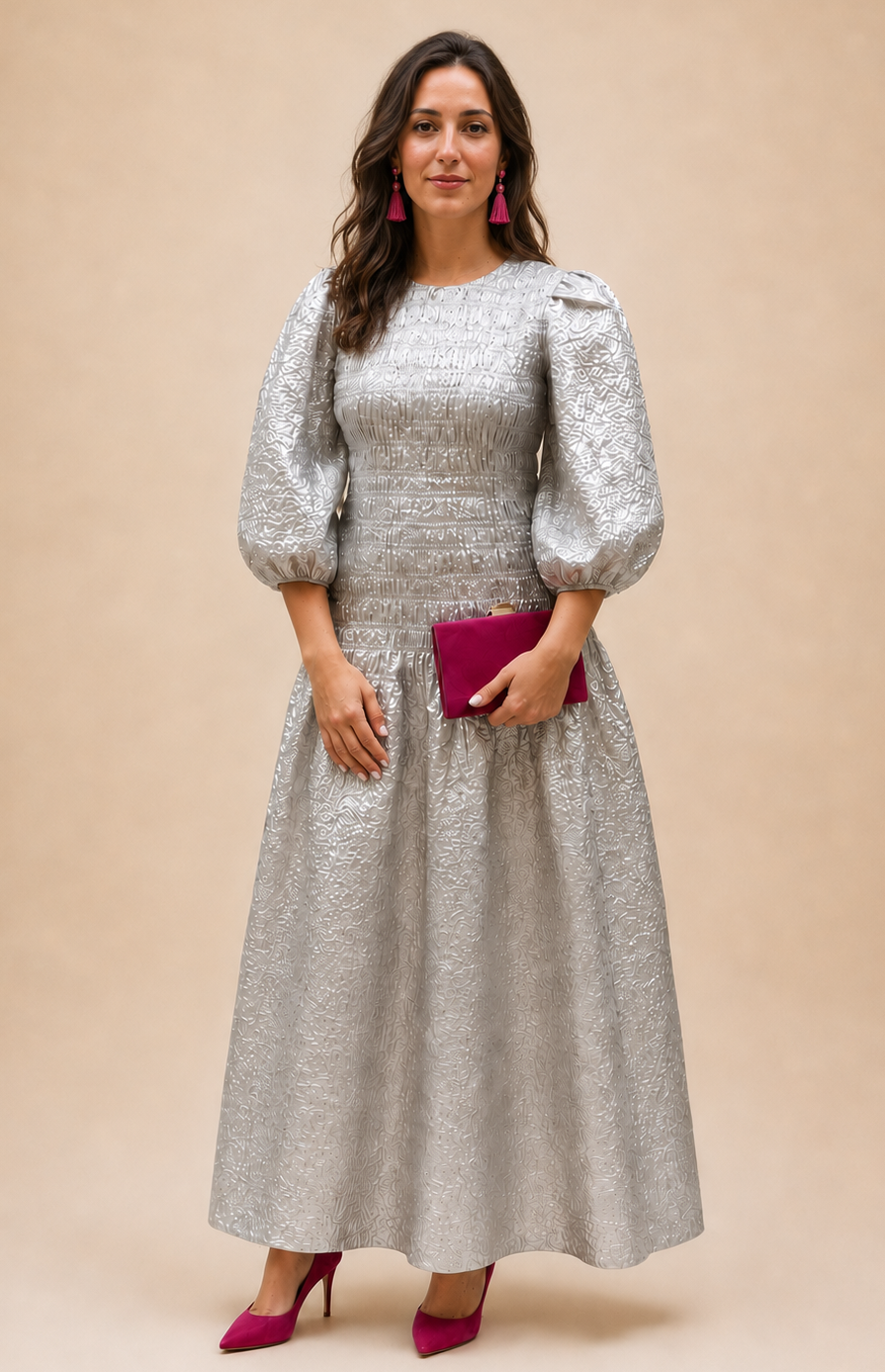 Robe argentée smocks