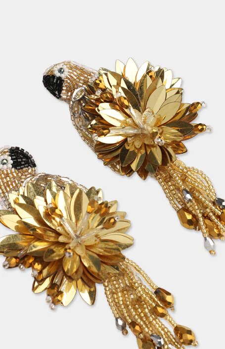 Olivia Dar - Boucles d'oreilles perroquets dorés