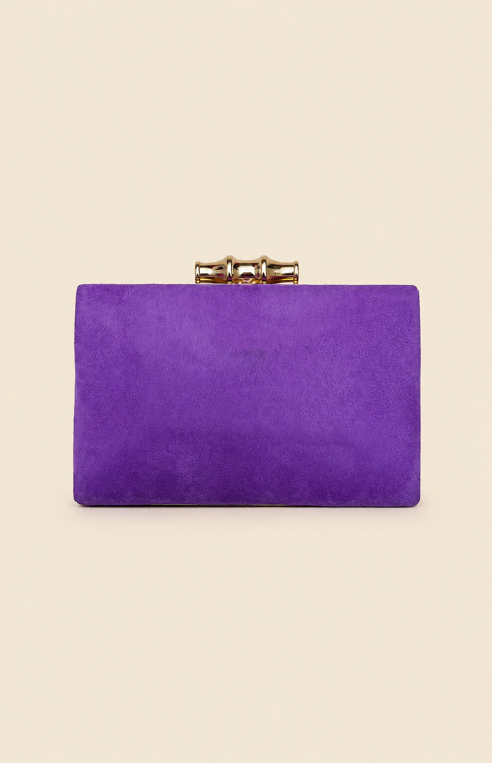 Pochette parme fermoir bambou