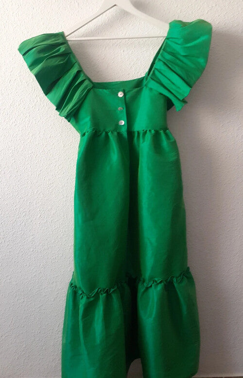 Coosy - Robe verte manches bouffantes