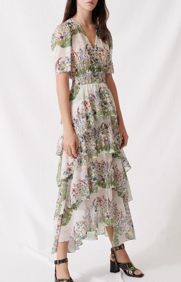 Maje - Robe volants fleurs
