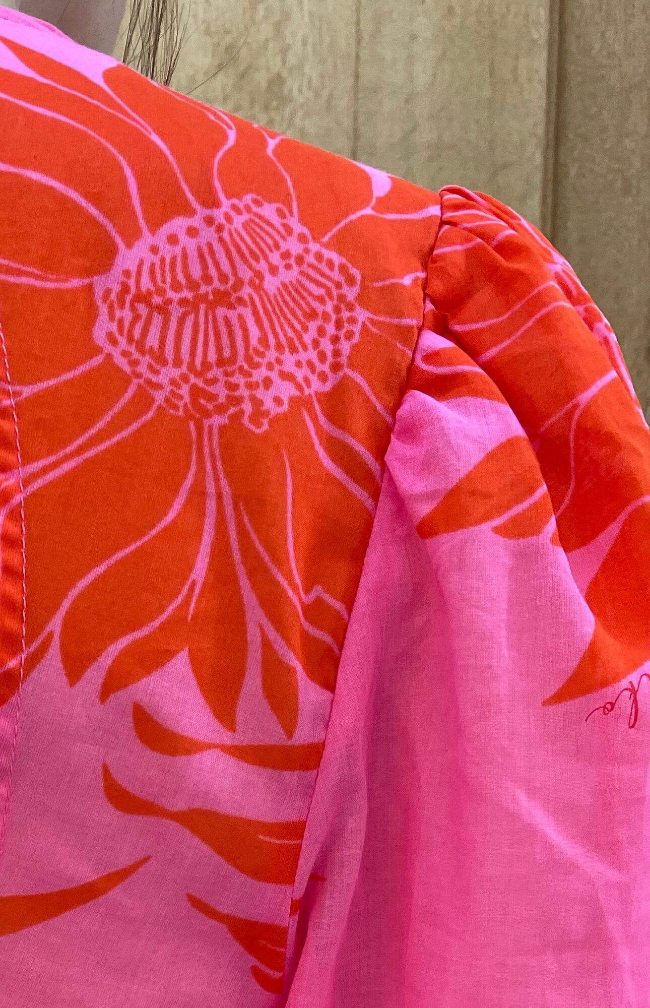 Pinko - Robe rose fleurs rouges