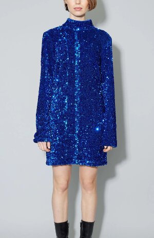 Oval square - Robe sequins bleus dos nu