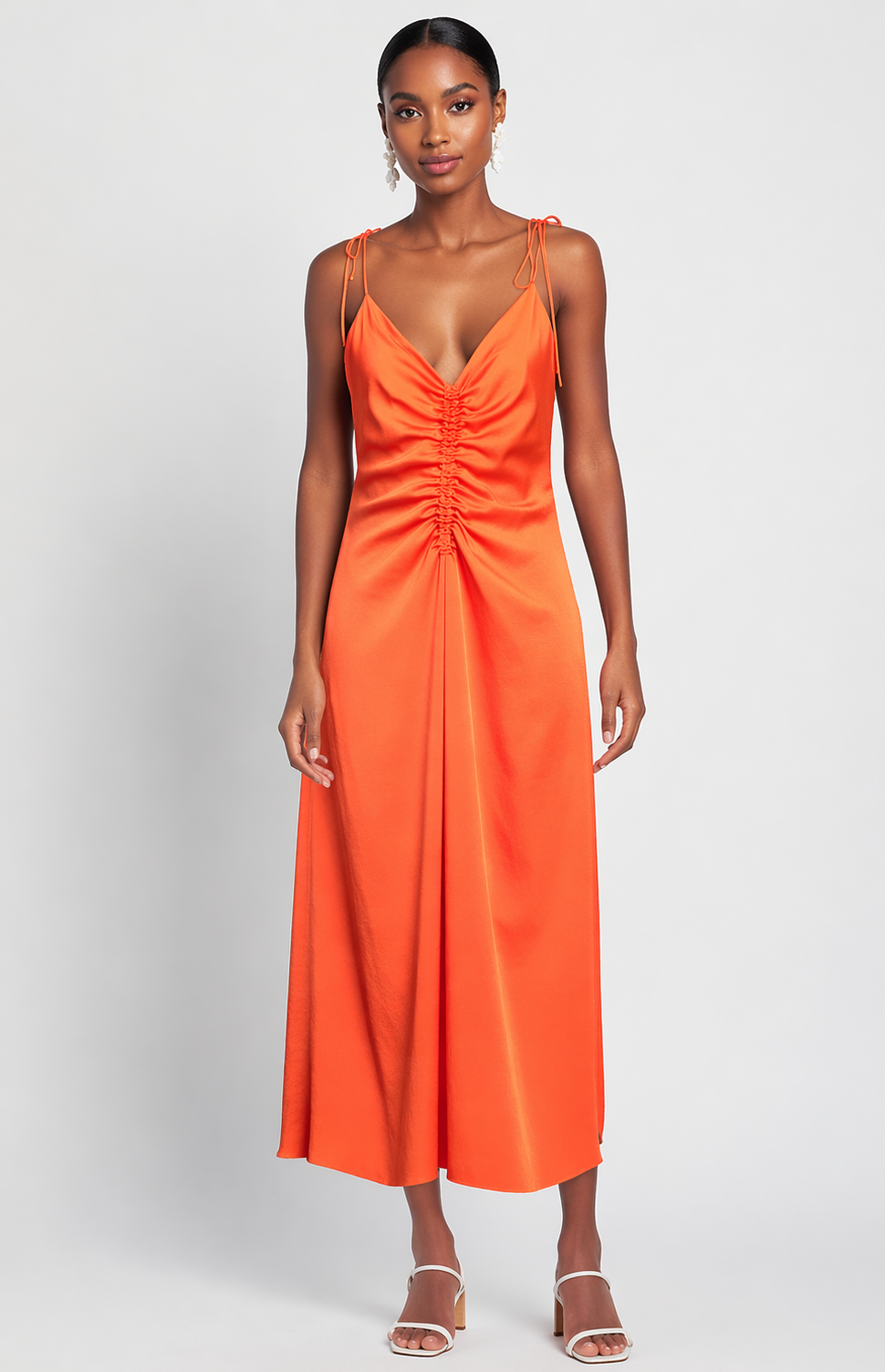 Sandro - Robe orange froncée