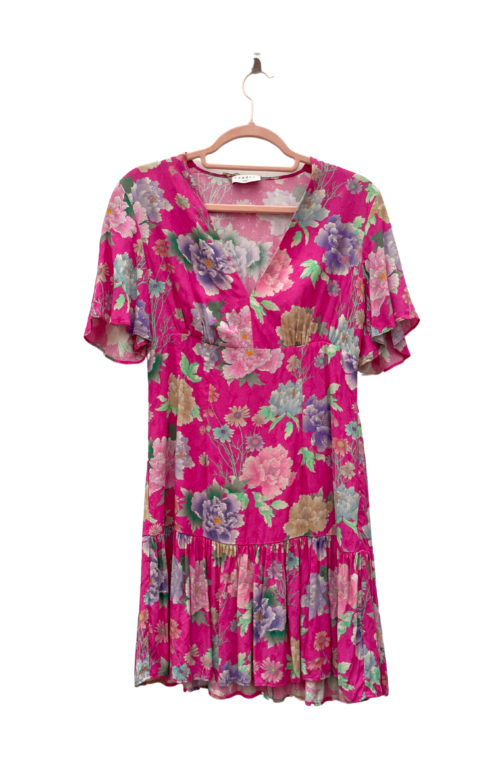 Sandro - Robe rose fleurs T.36