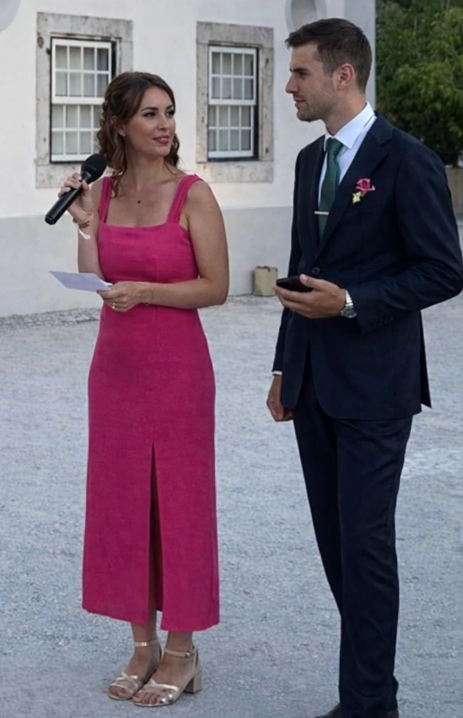The Are - Robe midi rose fendue