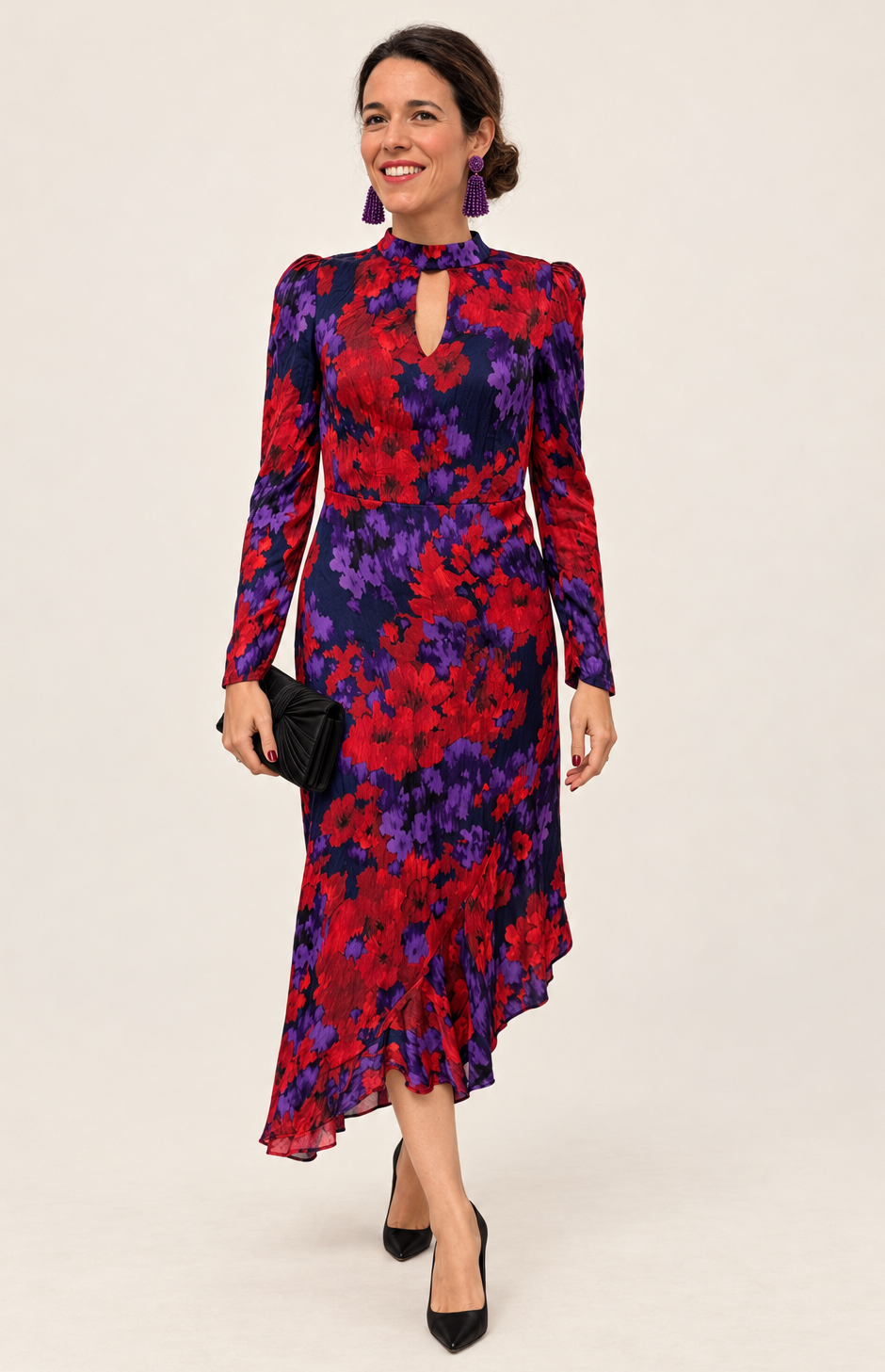 Robe fleurs asymétrique