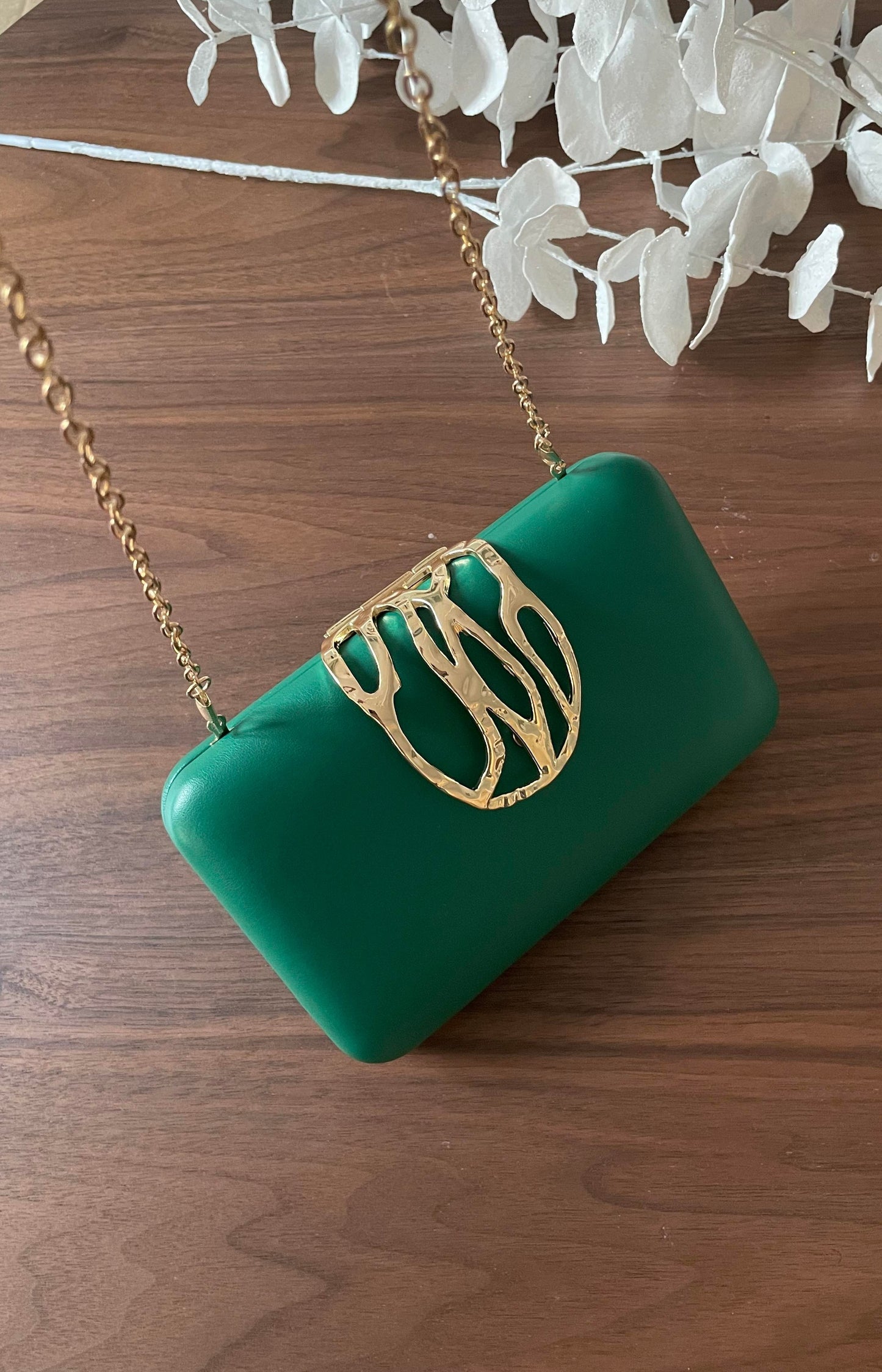 Clutch vert et doré