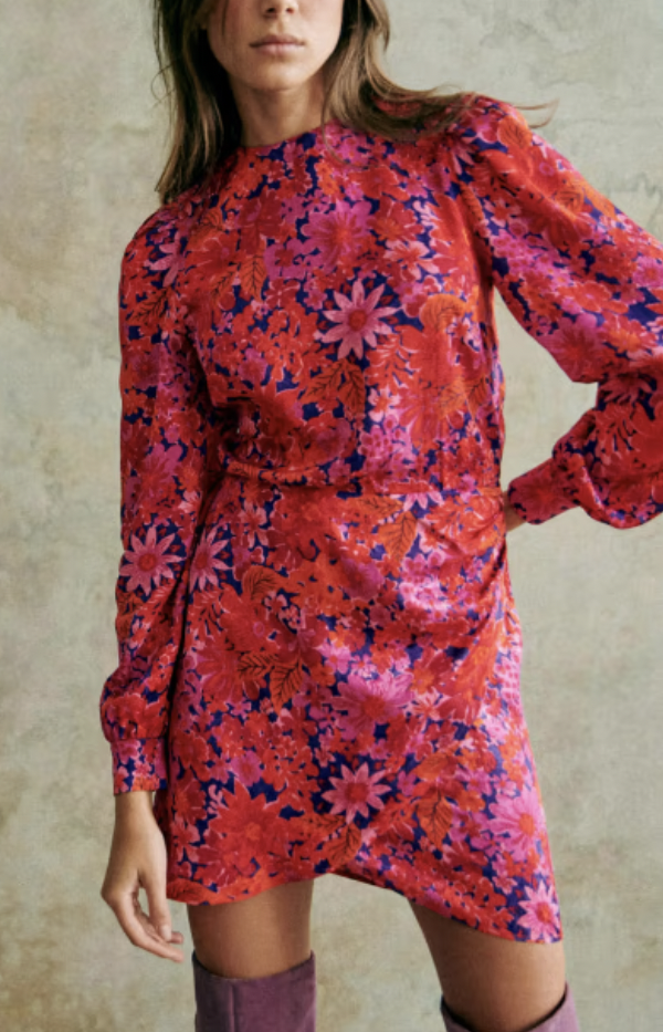 Robe sezane rouge fleurs sale