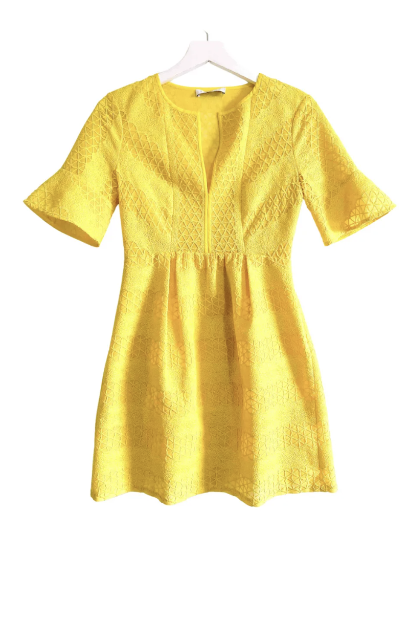 Sandro - Robe dentelle jaune