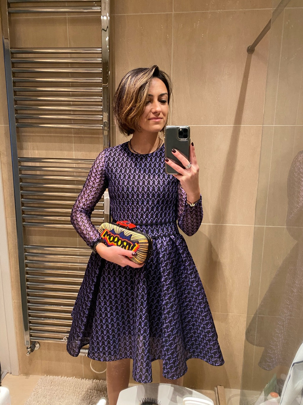 Maje - Robe dentelle violette T.3