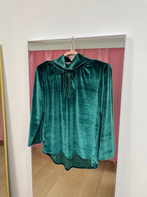 Coosy - Blouse velours vert T.S