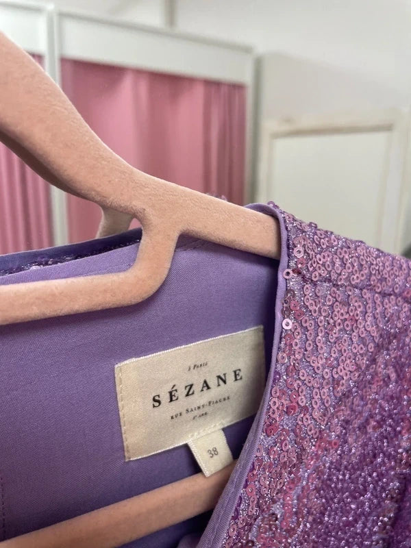 Robe Gabin mauve sequins T.38