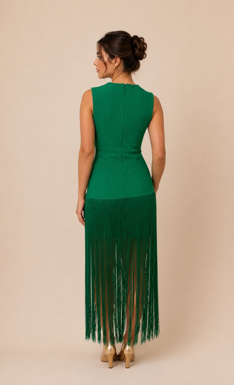 Robe franges vertes