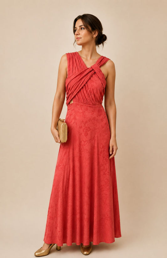 Robe terracotta croisée devant