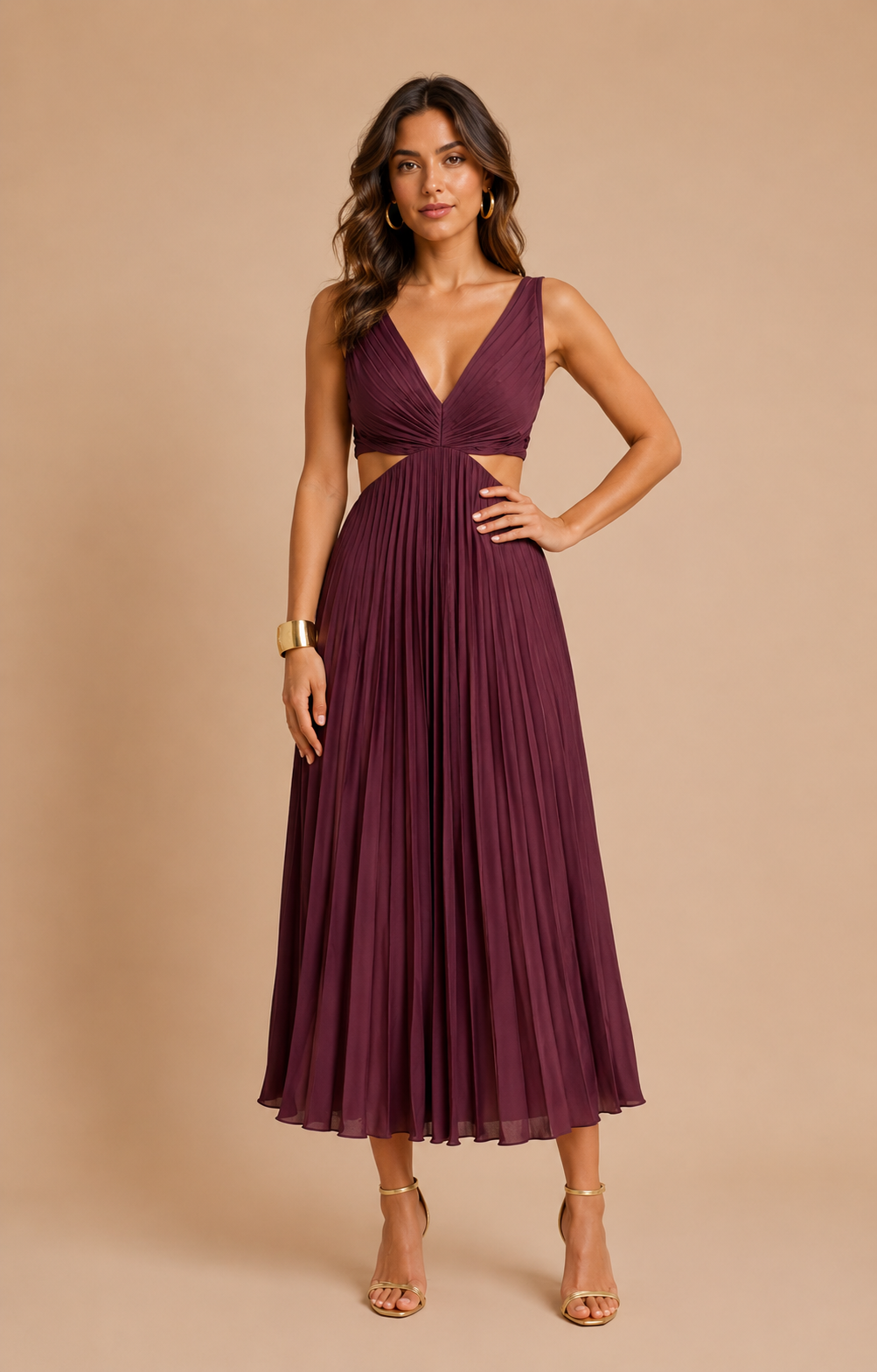 Louez cette élégante robe plissée bordeaux signée Abercrombie & Fitch, une pièce féminine et raffinée qui séduit par sa couleur profonde et son joli mouvement. Son style chic et intemporel en fait une tenue idéale pour une invitée de mariage, une cérémonie, un cocktail, une réception, un gala ou toute autre occasion spéciale. Parfaite pour celles qui recherchent une robe élégante et sophistiquée, elle offre une allure féminine, glamour et résolument tendance.
