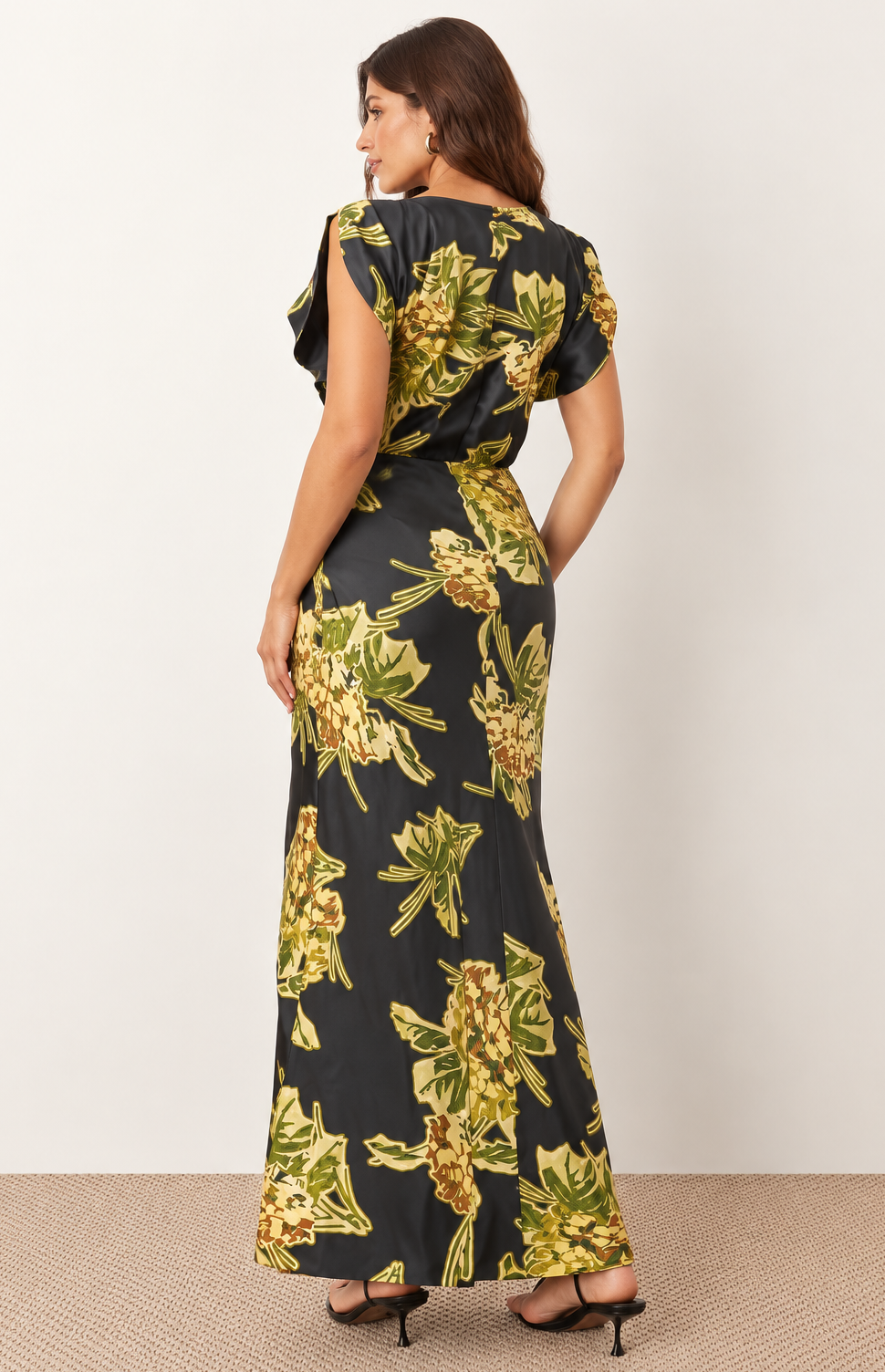 Robe longue fleurs drapée