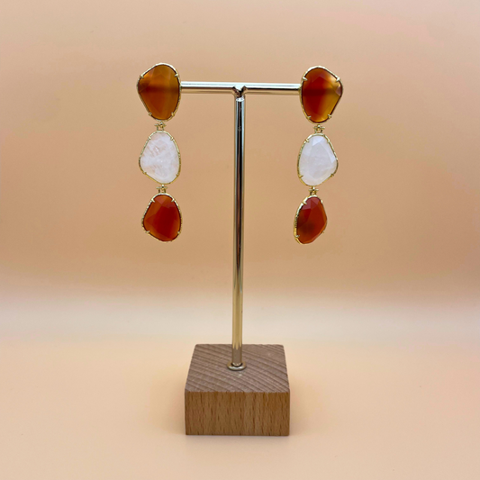 Atelier Elera - Boucles pierres terracotta & blanches