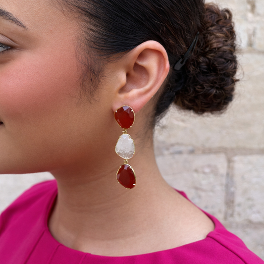 Atelier Elera - Boucles pierres terracotta & blanches