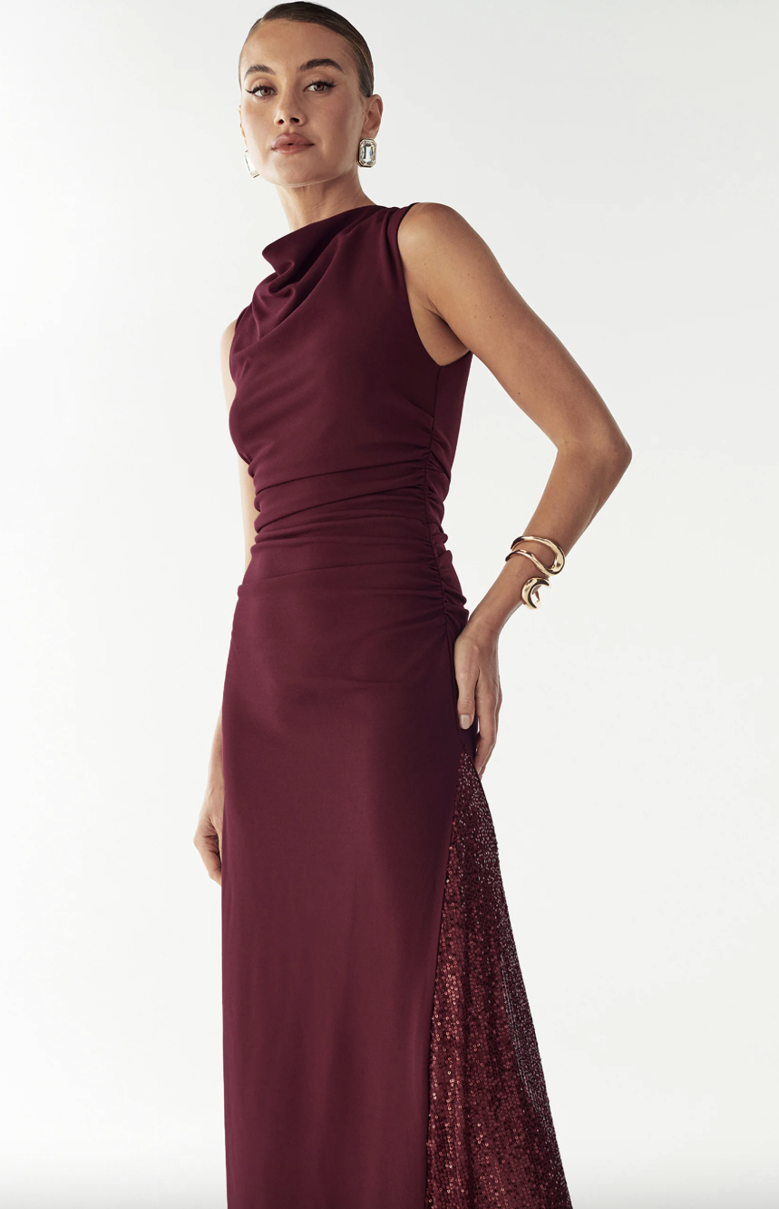 BWLDR - Robe de cocktail longue burgundy