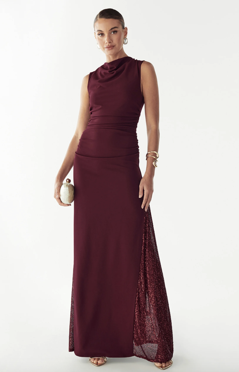 BWLDR - Robe de cocktail longue burgundy