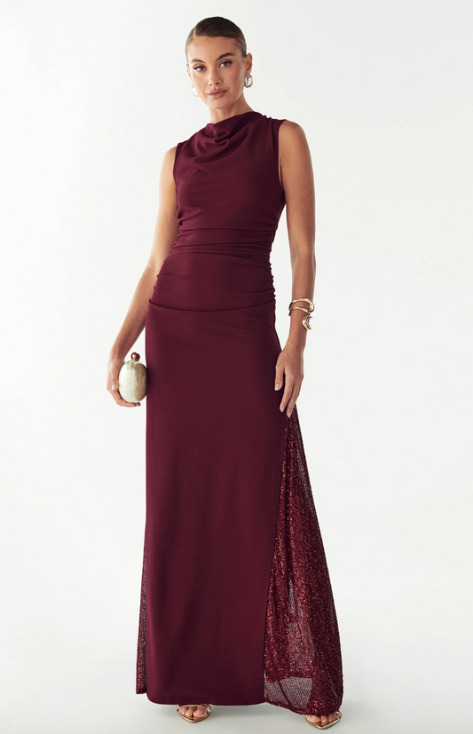 BWLDR - Robe de cocktail longue burgundy