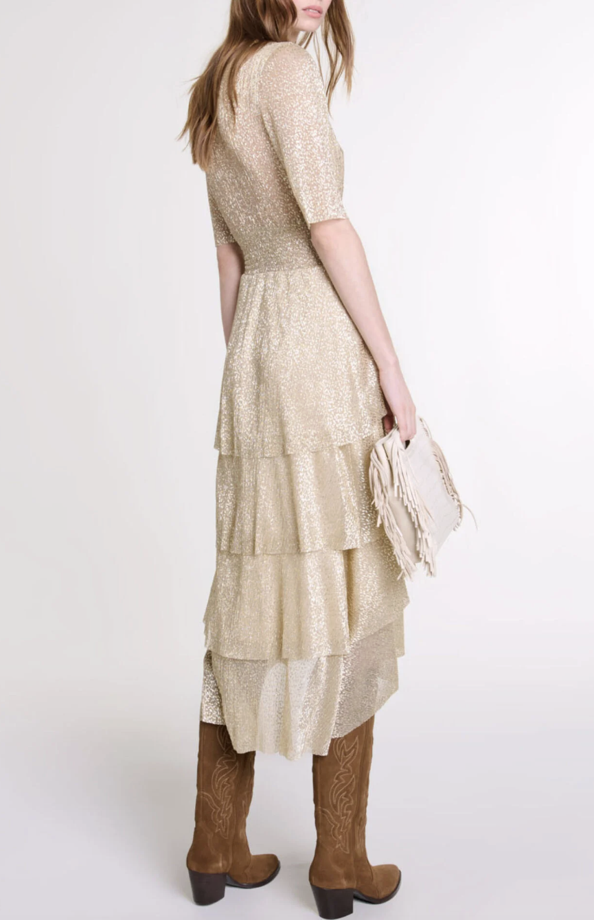 Maje - Robe Ruffini champagne