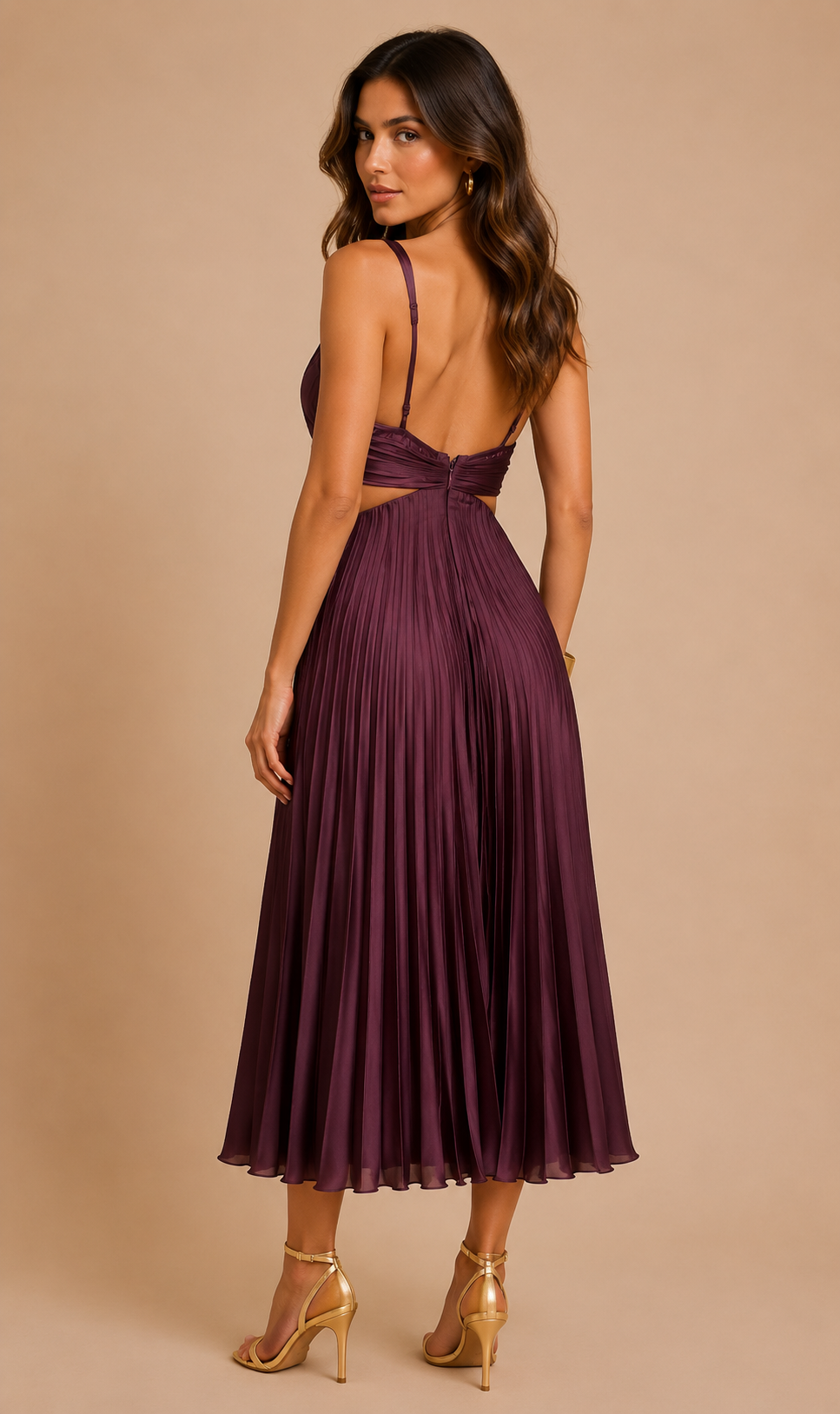 Abercrombie & Fitch - Robe plissée bordeaux