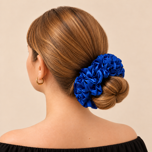Chouchou satin - Bleu roi