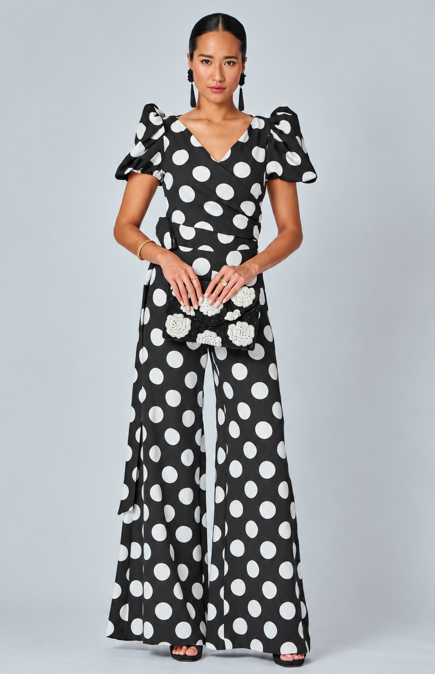 Combinaison noire pois blancs