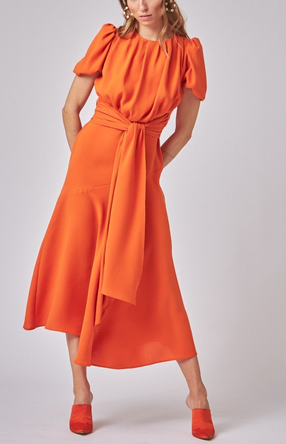 Coosy - Robe orange mandarine plissée