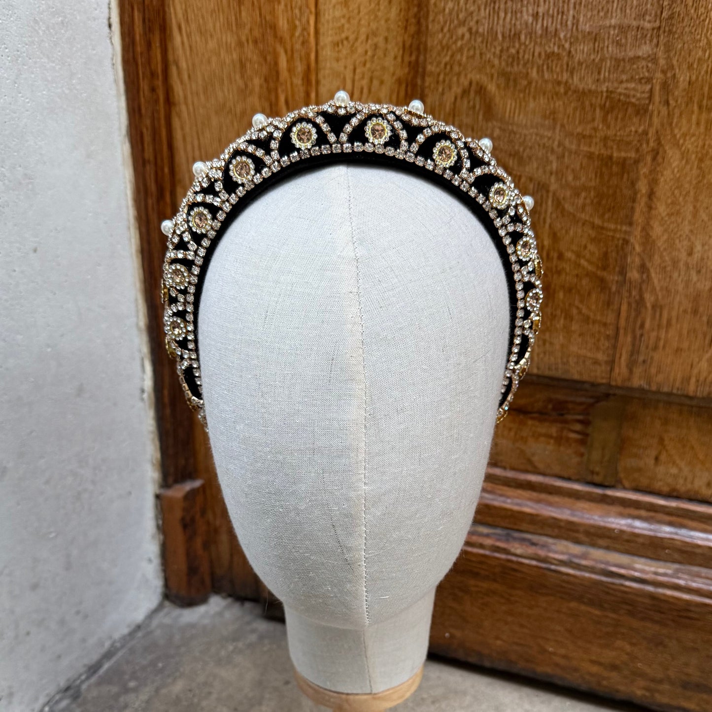 Maison Tiaré - Diadème perles et strass dorés