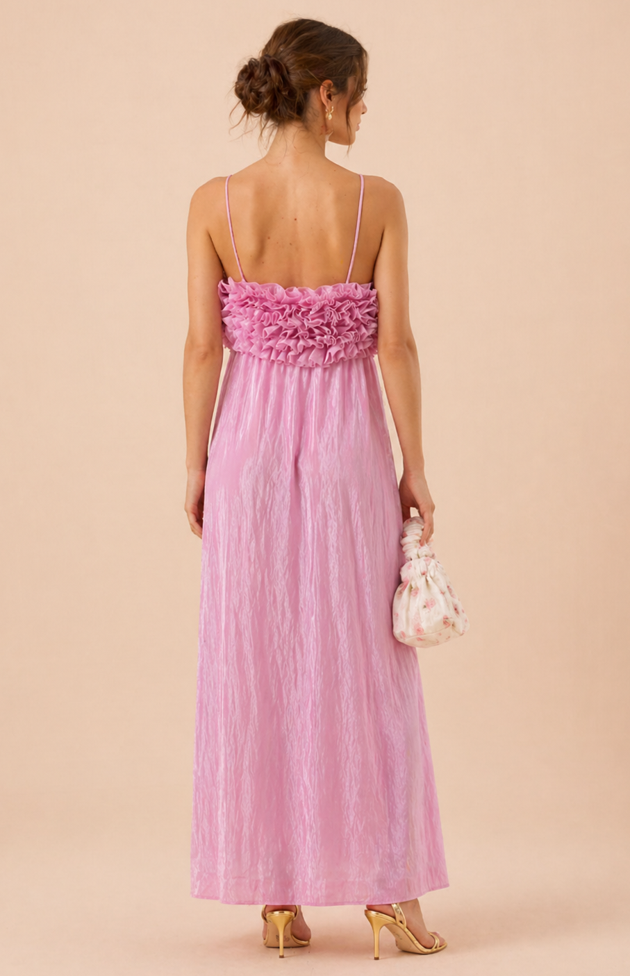 Ganni - Robe crinkled rose fleurs
