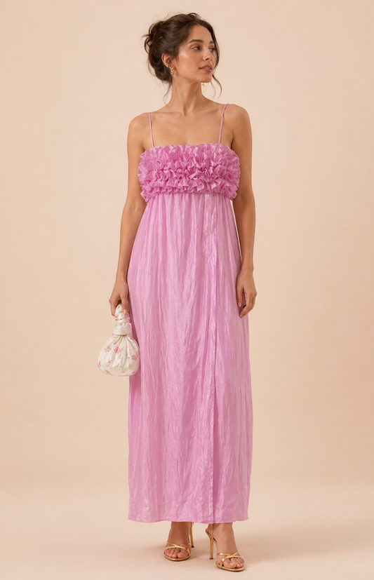Ganni - Robe crinkled rose fleurs