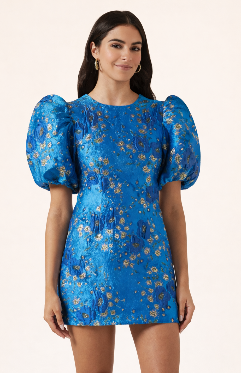 Ganni - Robe brocart bleu