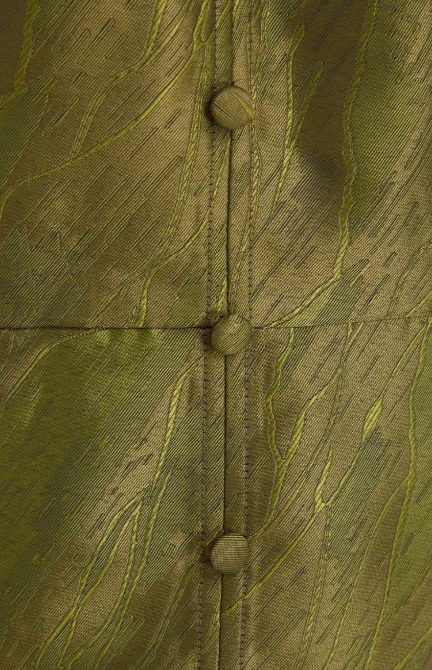 Robe olive satin jacquard