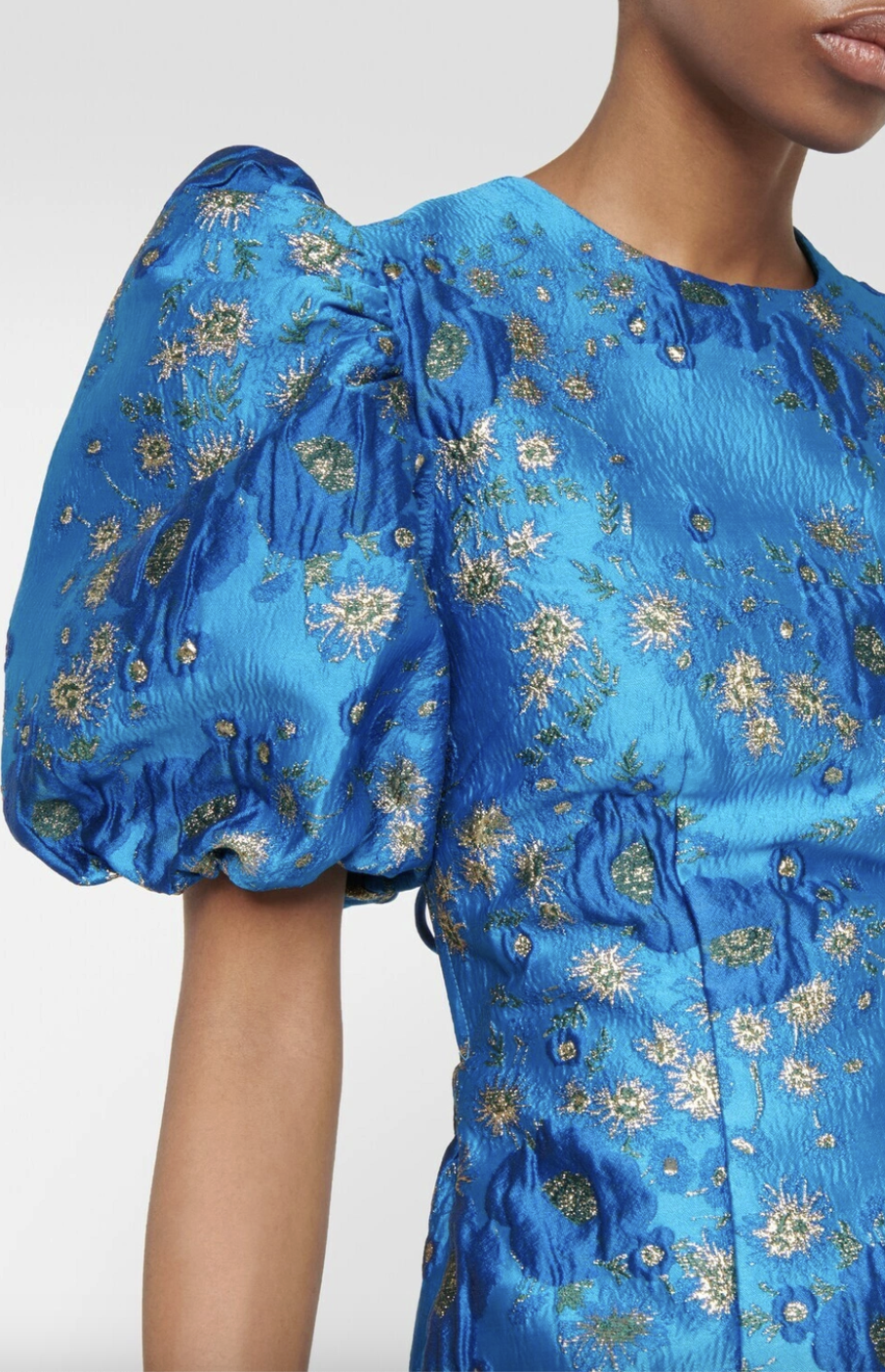 Ganni - Robe brocart bleu