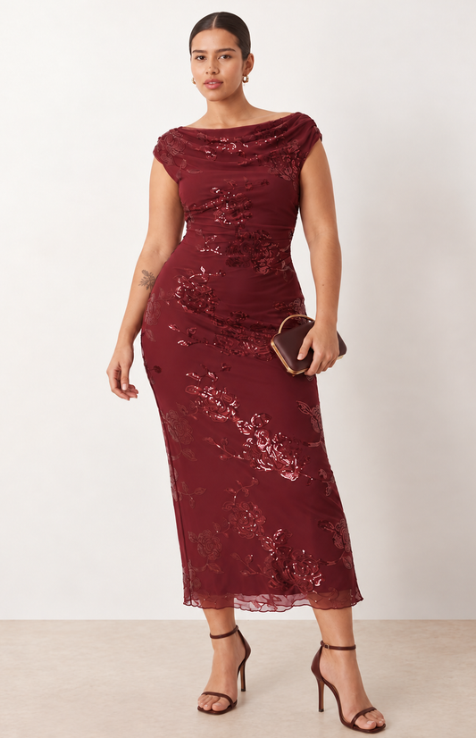 Robe bordeaux sequins
