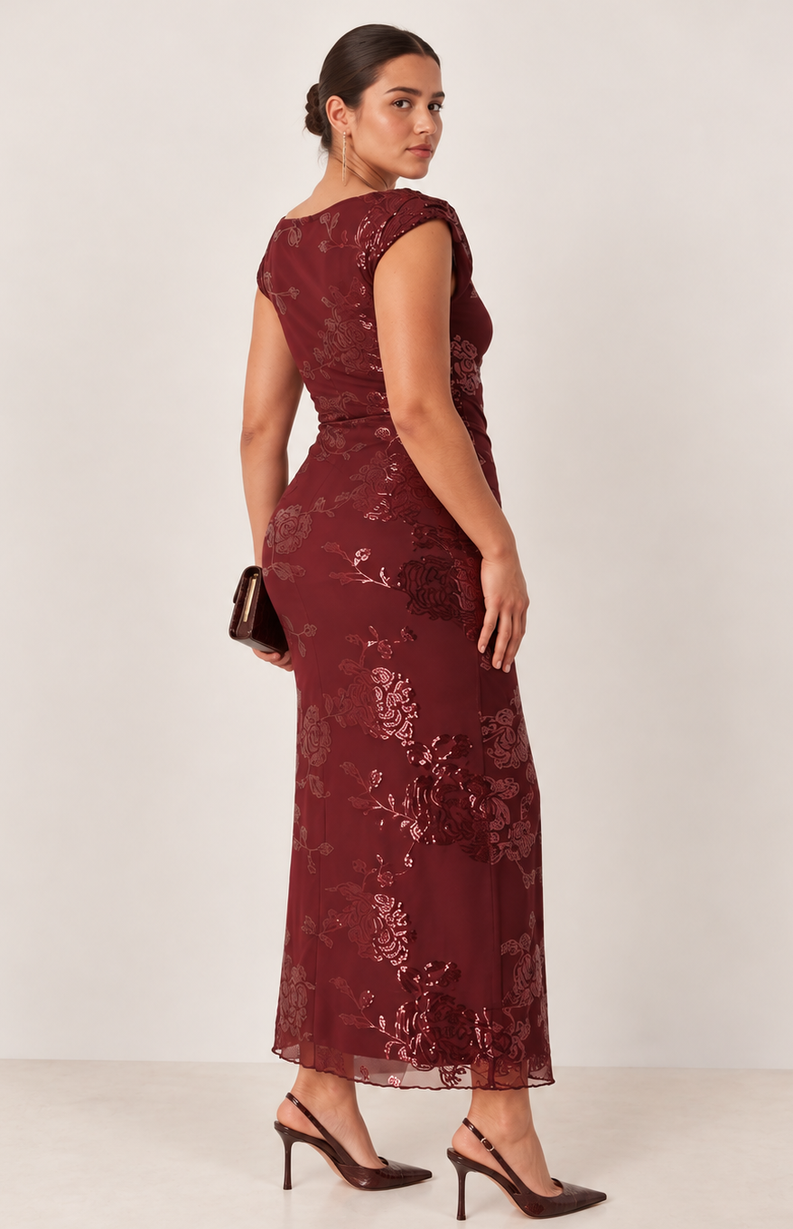 Robe bordeaux sequins
