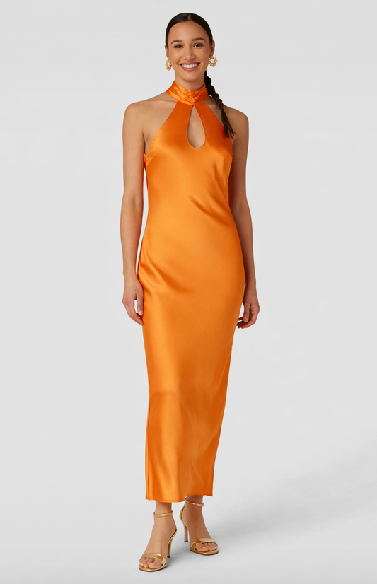 Gina Tricot - Robe satin orange col américain
