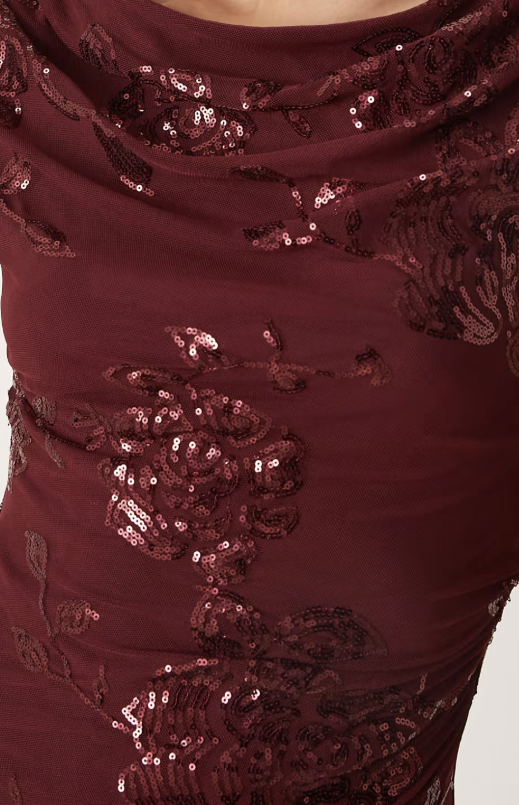Robe bordeaux sequins