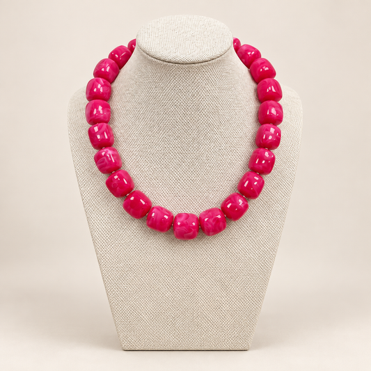 Collier perles roses