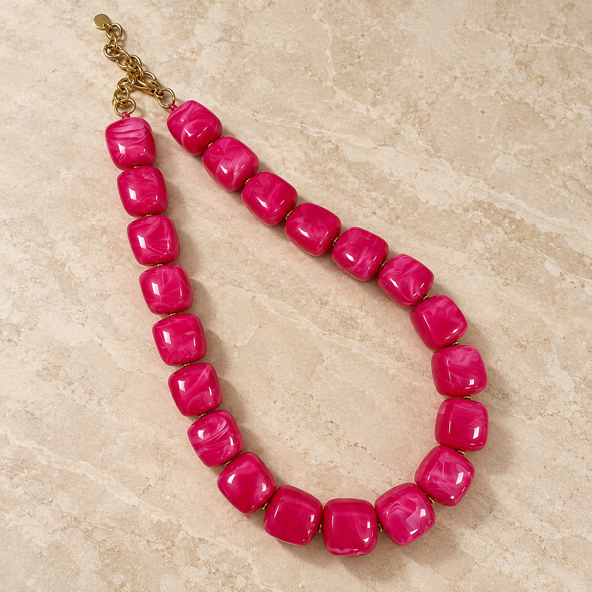 Collier perles roses